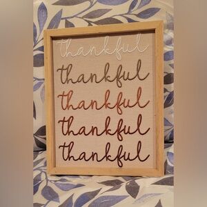 NWT Thankful Embroidered Framed Decor 8 x 10”